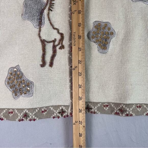 Storybook Knits Cardigan Sweater Womens Large Embellished Bead Sequin Giraffes - Picture 11 of 12